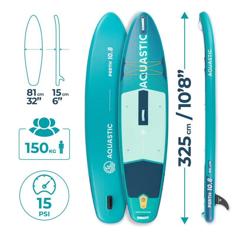 Inflatable board set SUP AQUASTIC Perth 10'8" allround green 18