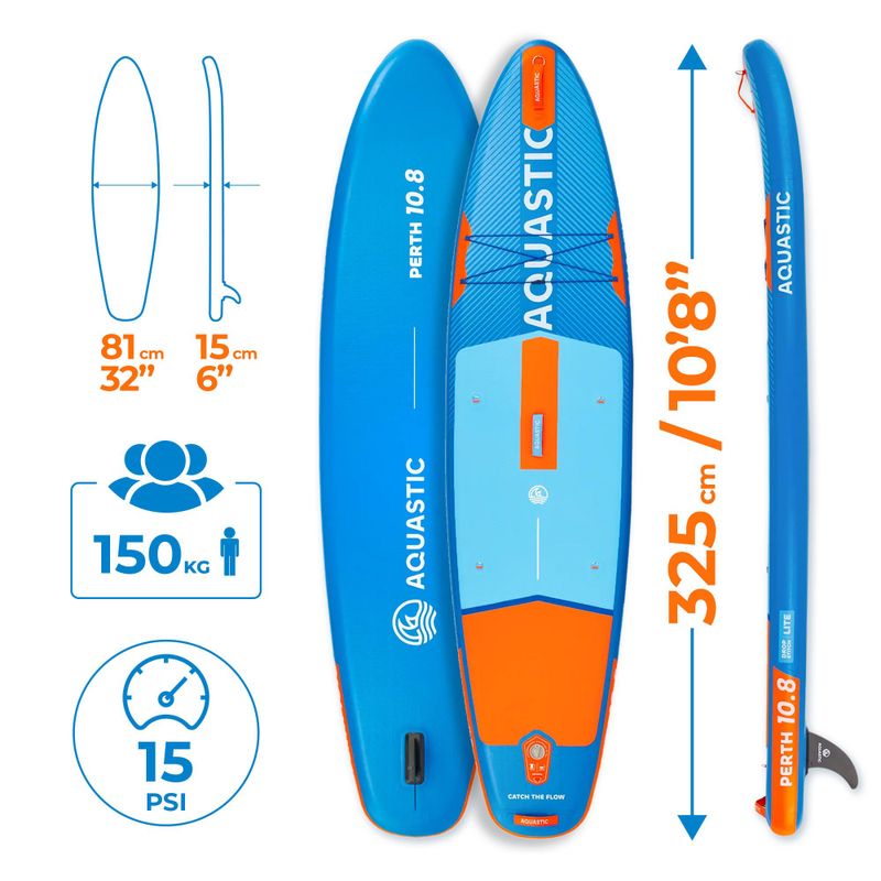Inflatable board set SUP AQUASTIC Perth 10'8" all-round blue 24