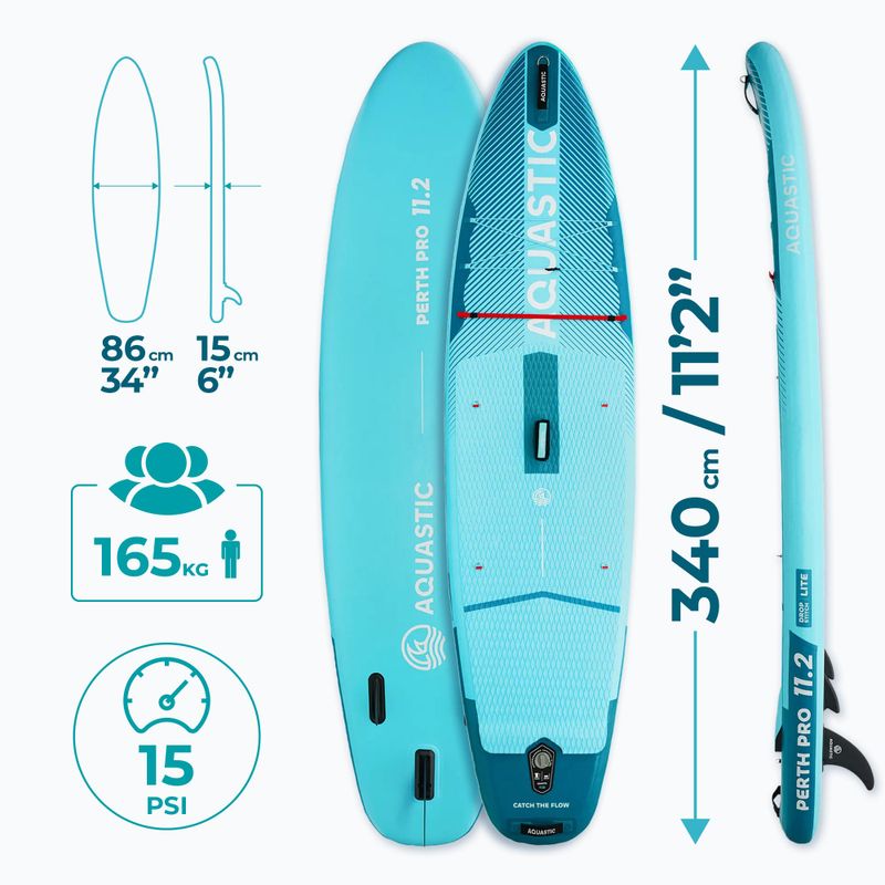 Inflatable board set SUP AQUASTIC Perth Pro 11'2" all-round green 19