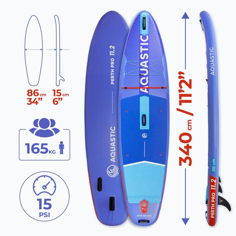 Inflatable board set SUP AQUASTIC Perth Pro 11'2" all-round blue 21