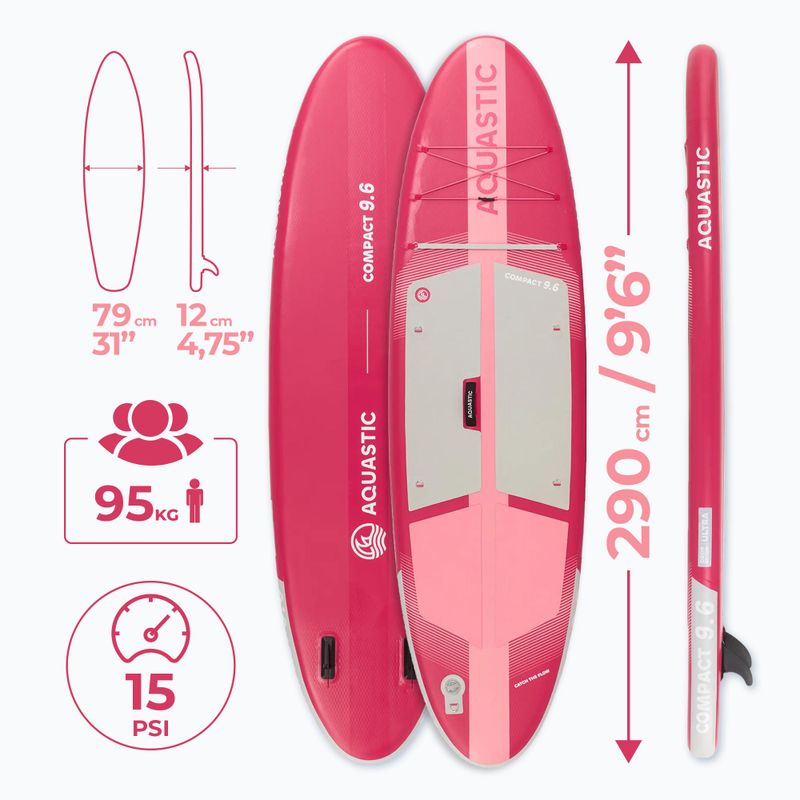 SUP AQUASTIC Compact 9'6" board pink 17