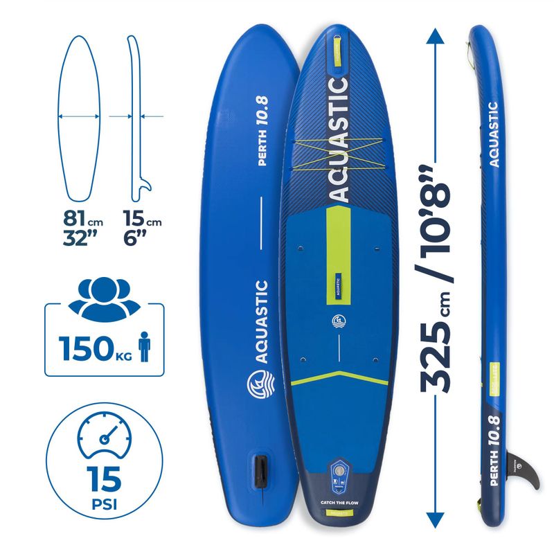 Inflatable board set SUP AQUASTIC Perth 10'8" allround dark blue 18