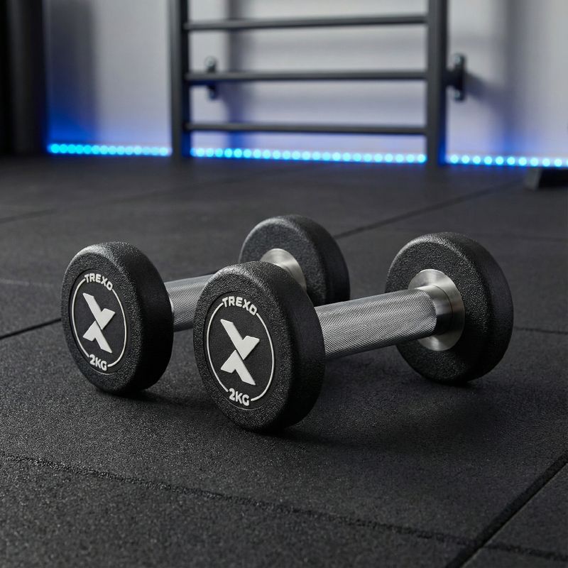 Rubber-coated cast iron dumbbell XTREXO Pro 2 kg black 3