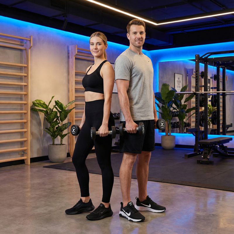 Rubber-coated cast iron dumbbell XTREXO Pro 2 kg black 4