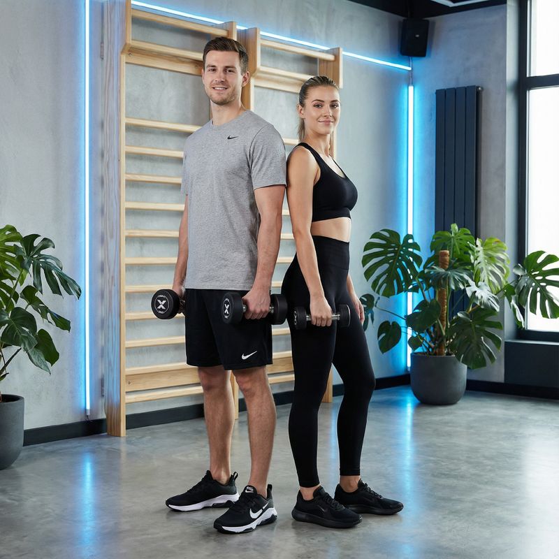 Rubber-coated cast iron dumbbell XTREXO Pro 6 kg black 5