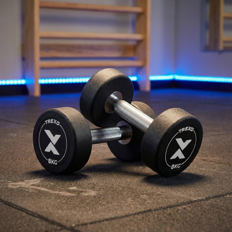 Rubber-coated cast iron dumbbell XTREXO Pro 8 kg black 3
