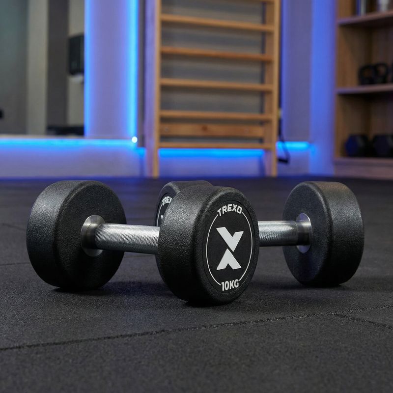 Rubber-coated cast iron dumbbell XTREXO Pro 10 kg black 3