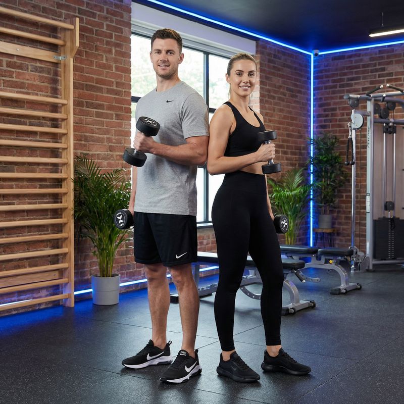 Rubber-coated cast iron dumbbell XTREXO Pro 10 kg black 5