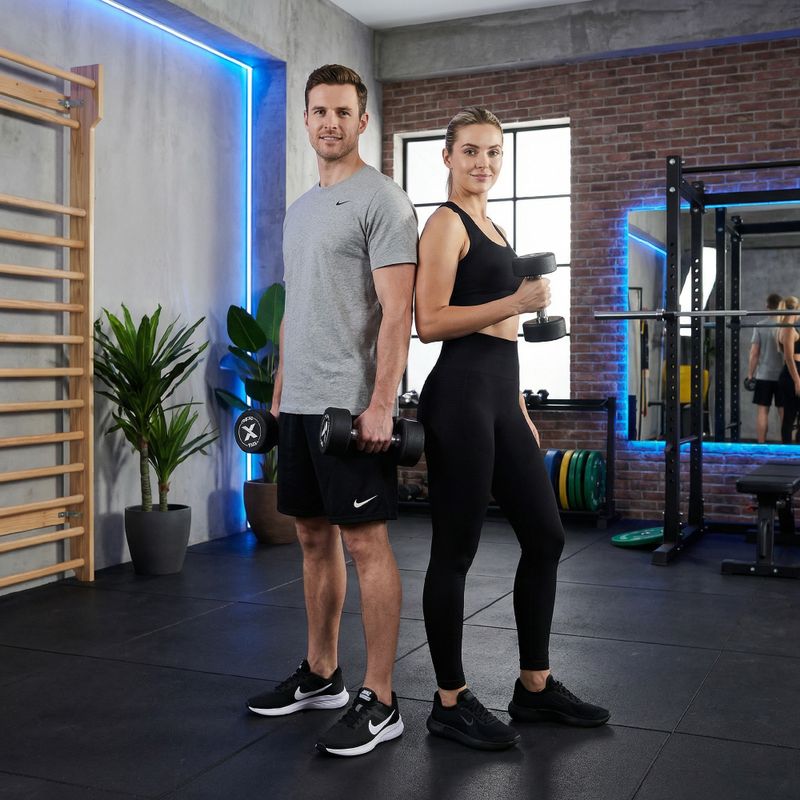 Rubber-coated cast iron dumbbell XTREXO Pro 12 kg black 5