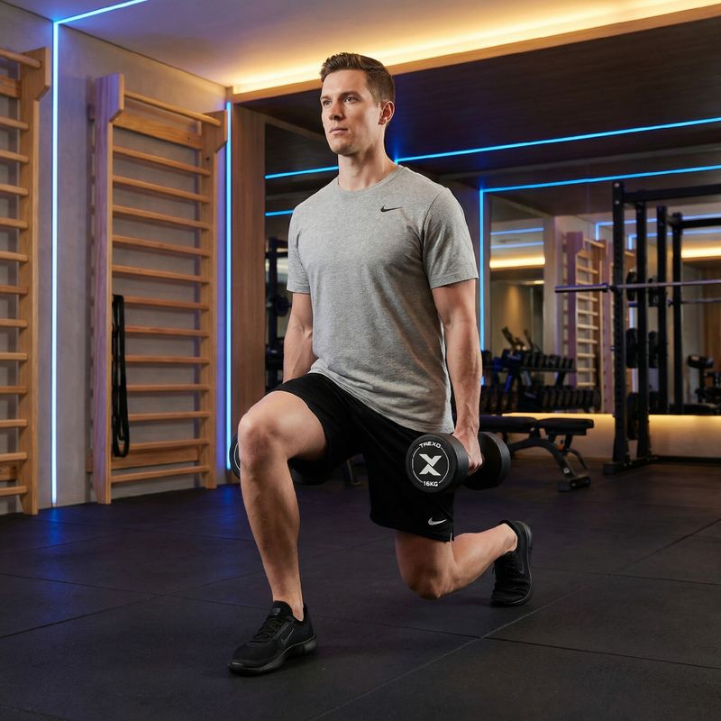 Rubber-coated cast iron dumbbell XTREXO Pro 16 kg black 4