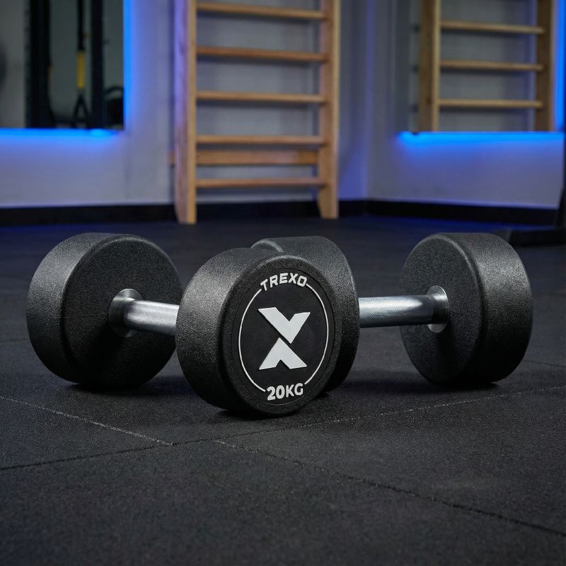 Rubber-coated cast iron dumbbell XTREXO Pro 20 kg black 3
