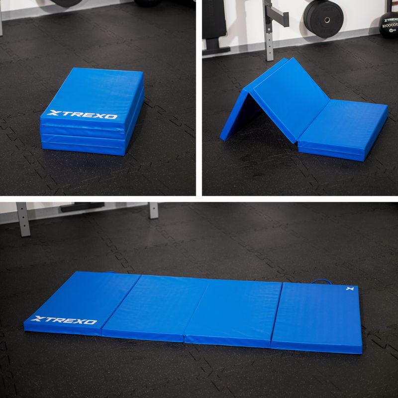 TREXO folding gymnastics mattress 195 x 80 x 5 cm blue 10