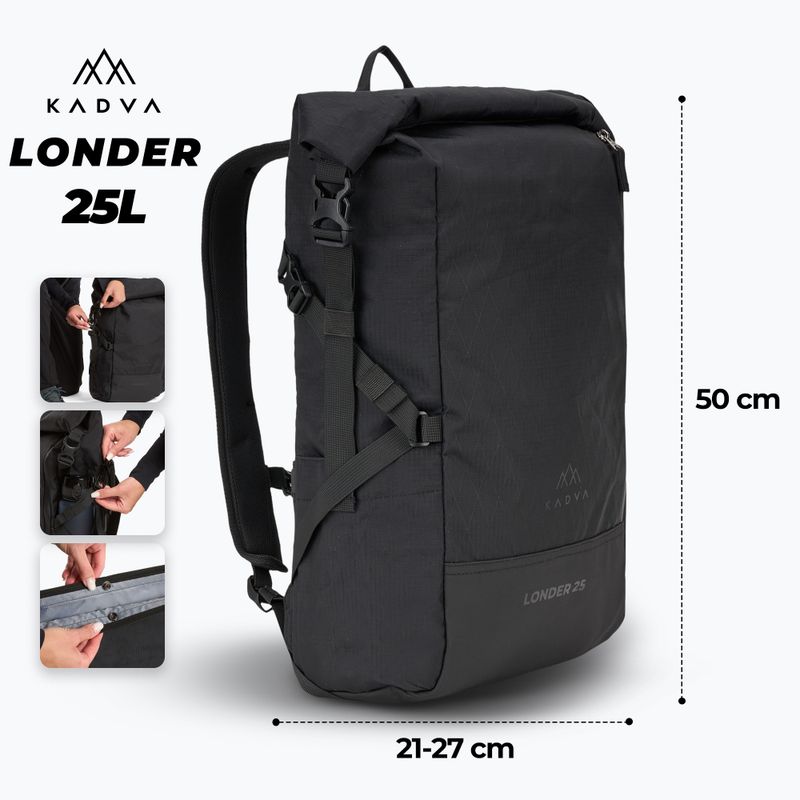 KADVA Londer 25 l black hiking backpack 2