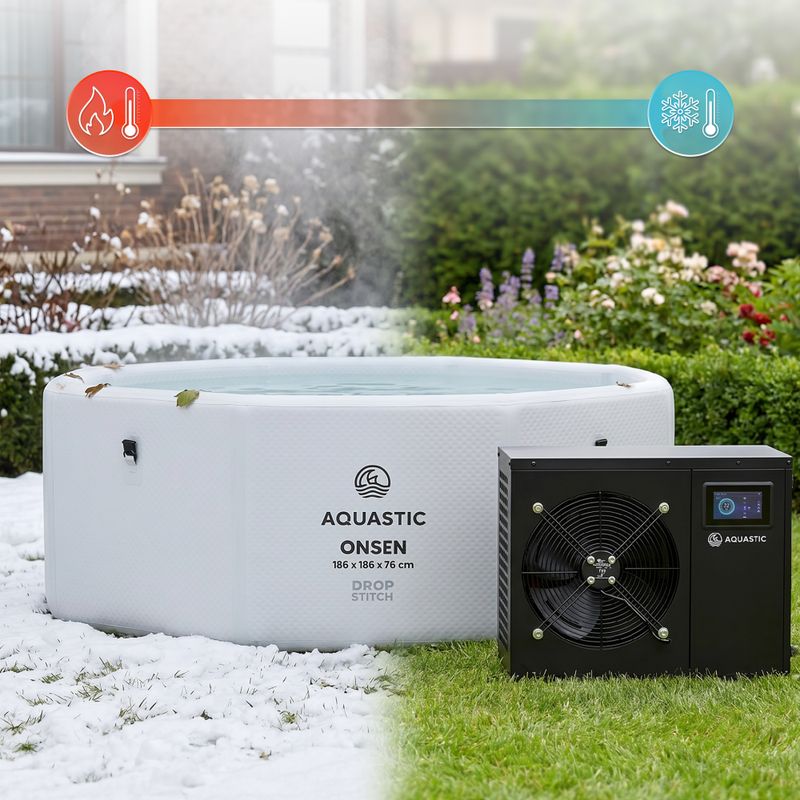 Inflatable pool AQUASTIC ONSEN drop stitch 1400 l 186 cm grey 15