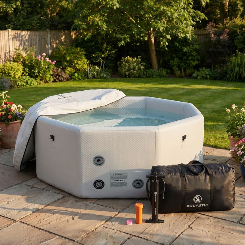 Inflatable pool AQUASTIC ONSEN drop stitch 1400 l 186 cm grey 19