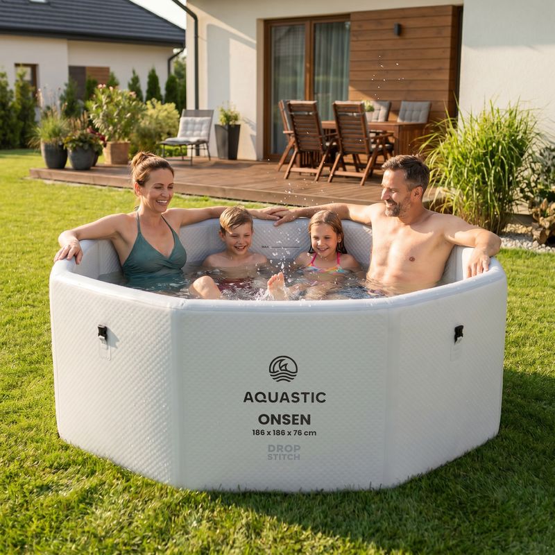Inflatable pool AQUASTIC ONSEN drop stitch 1400 l 186 cm grey 18