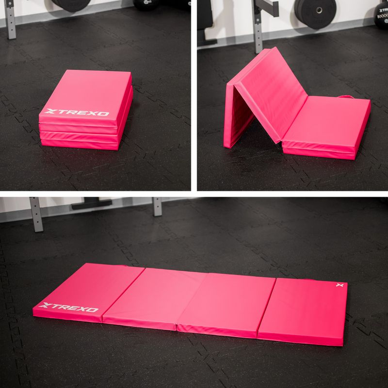 TREXO folding gymnastic mattress 195 x 80 x 5 cm pink 10
