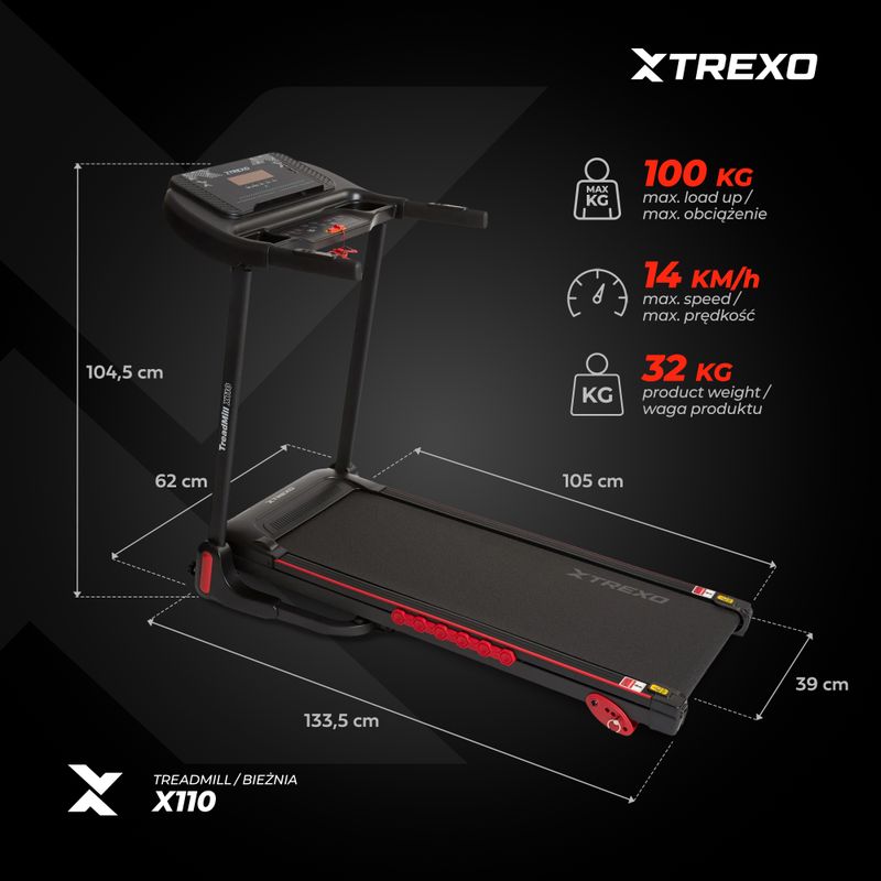 XTREXO X110 electric treadmill black 15
