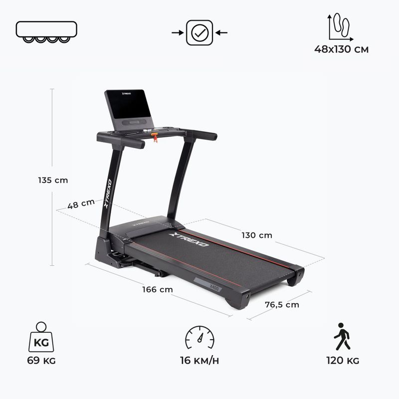 XTREXO X400 electric treadmill black 3