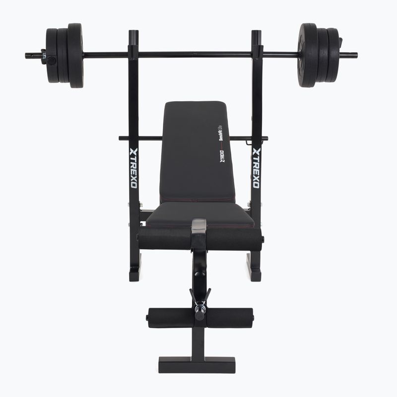XTREXO BenchFit Lite training bench with stand and barbell black 7