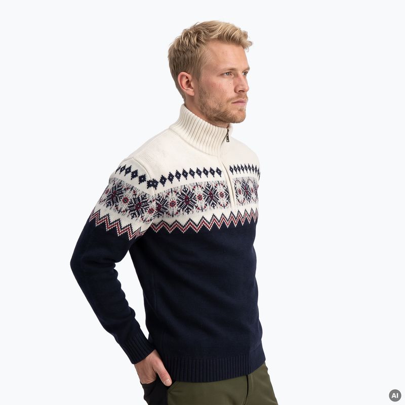 Men's sweater Woolcano SWT1091 Granatowy/Kremowy