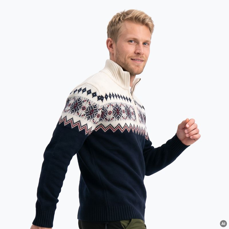 Men's sweater Woolcano SWT1091 Granatowy/Kremowy 5