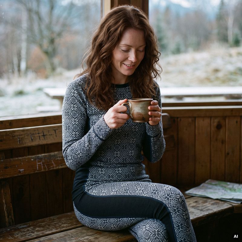 Women's thermal underwear set Woolcano SET1109 Granatowy 10