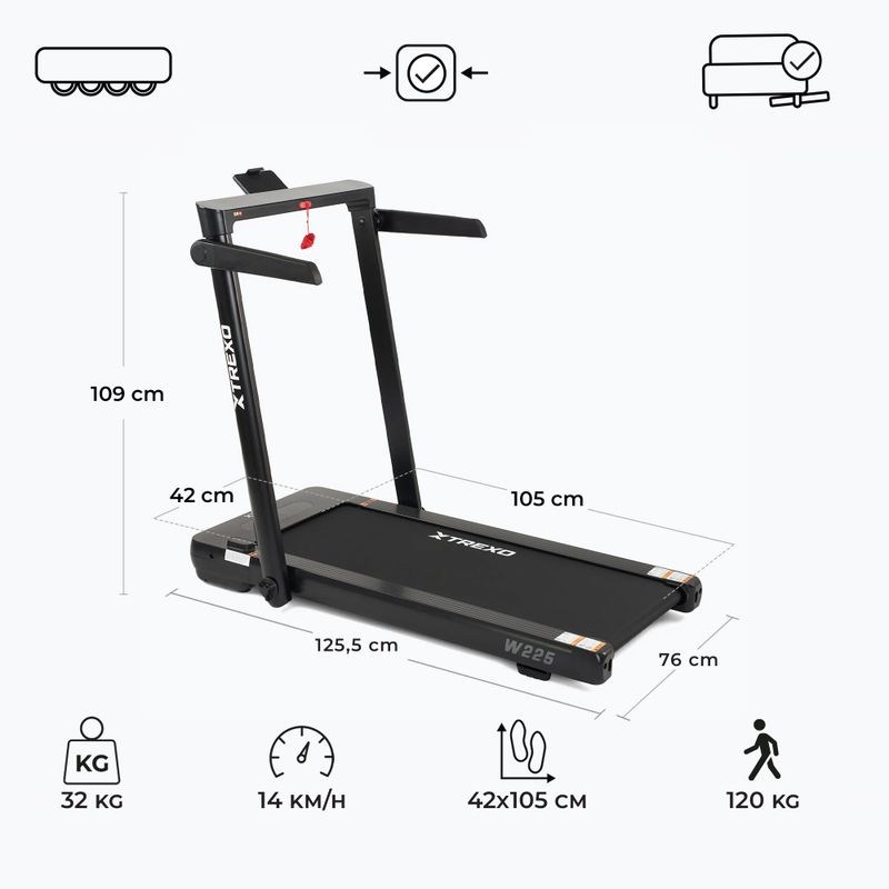 XTREXO TXO-W225 electric treadmill black 3