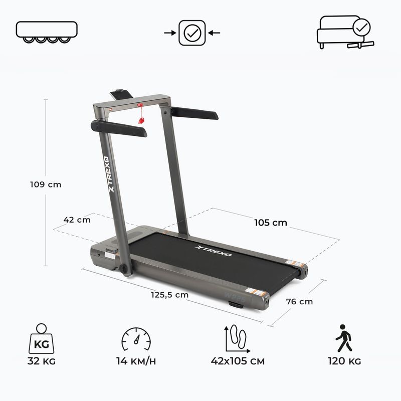 XTREXO TXO-W225 silver electric treadmill 3