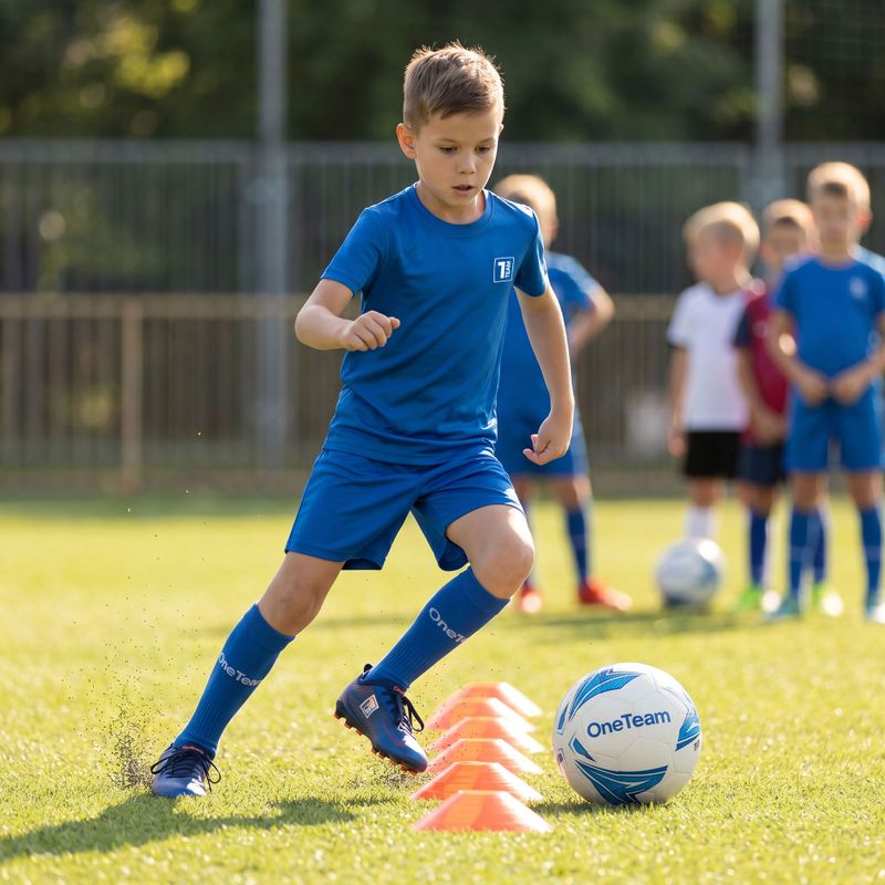 Children's football kit OneTeam Precision Set shirt and shorts blue 14