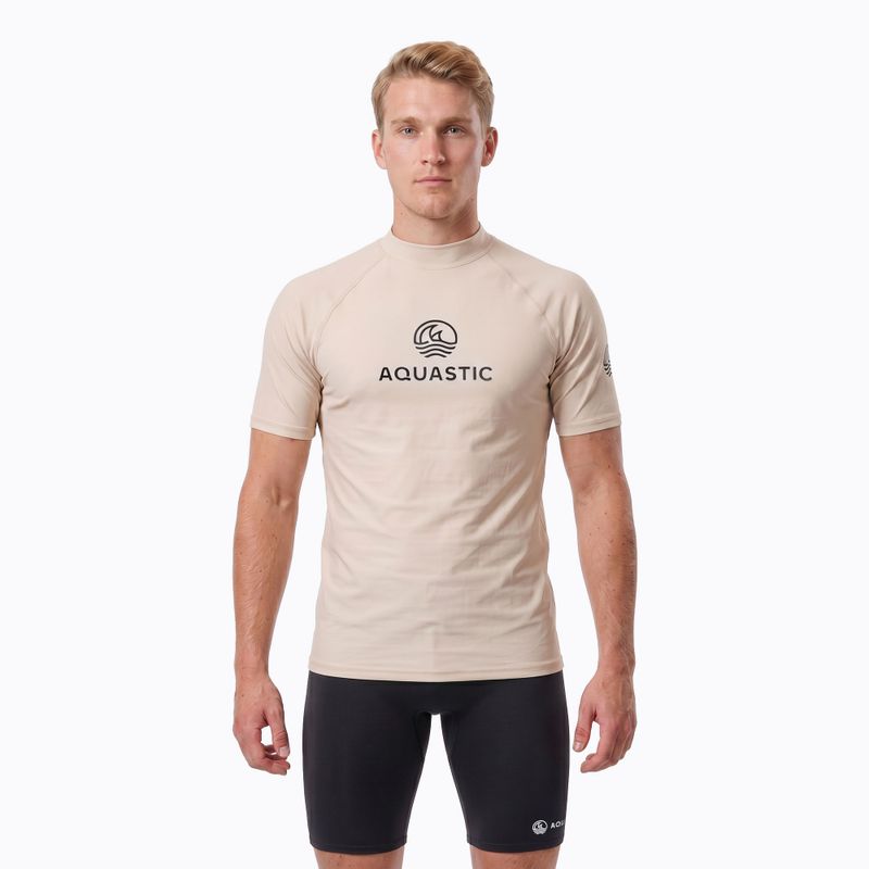 Men's T-shirt AQUASTIC Rimos UV 50+ UPF beige