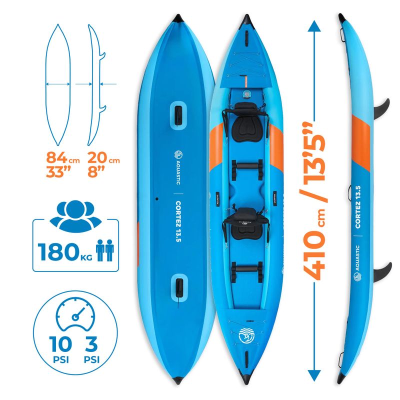 AQUASTIC Cortez 13'5" 410 cm blue 2-person inflatable kayak 22