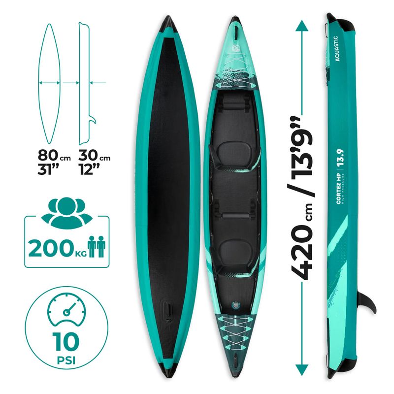 AQUASTIC Cortez 13'9" 420 cm green 2-person high-pressure inflatable kayak 17