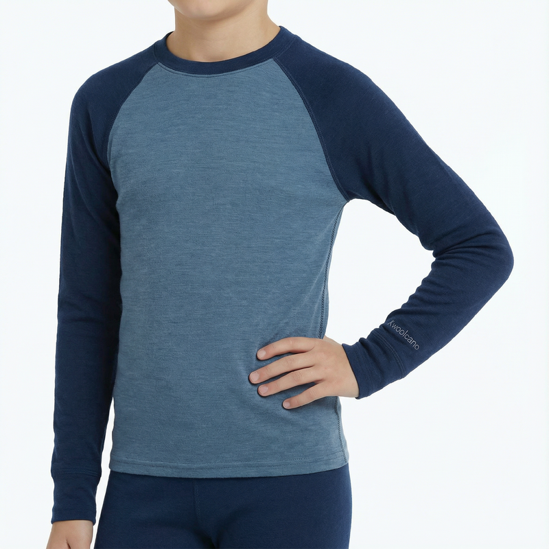 Children's thermal underwear set WOOLCANO Merino SET0982 blue 4