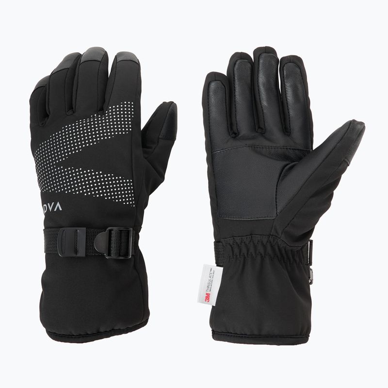Women's Ski Gloves KADVA Mountain Flow Pro Leather 3M Thinsulate Black