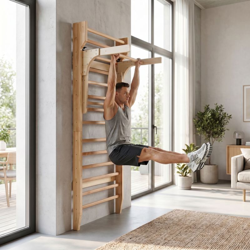 Gymnastic wall bars with pull-up bar XTREXO LW100 wooden 11