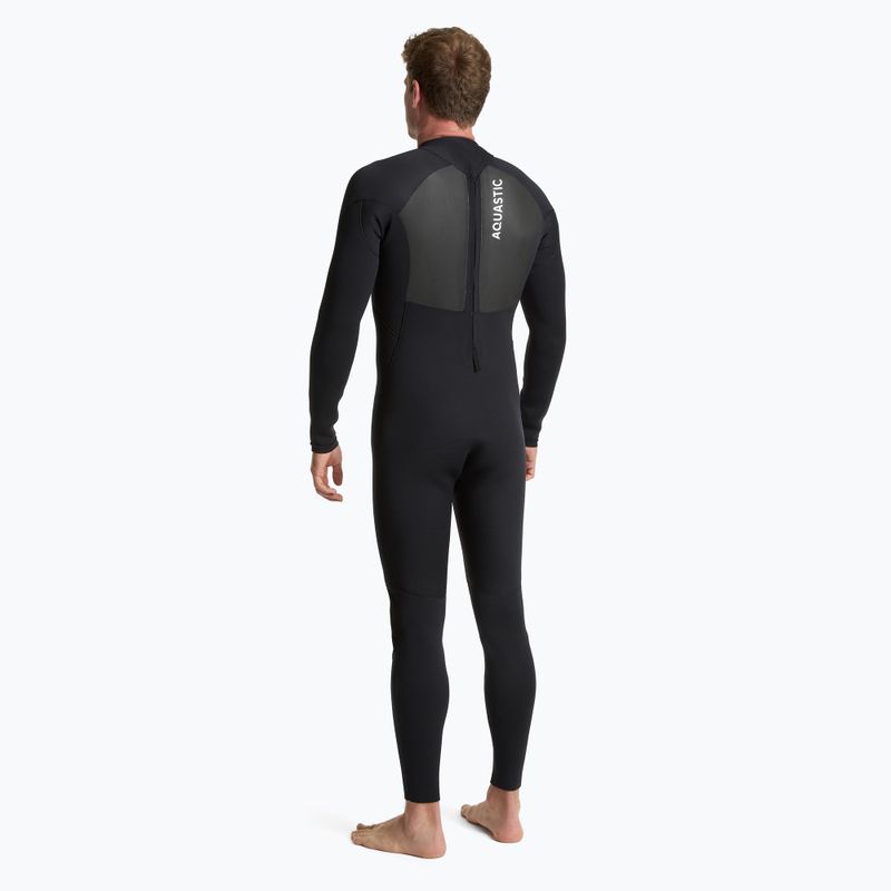 Men's surfing wetsuit AQUASTIC neoprene 4/3 mm WAVEY black 3