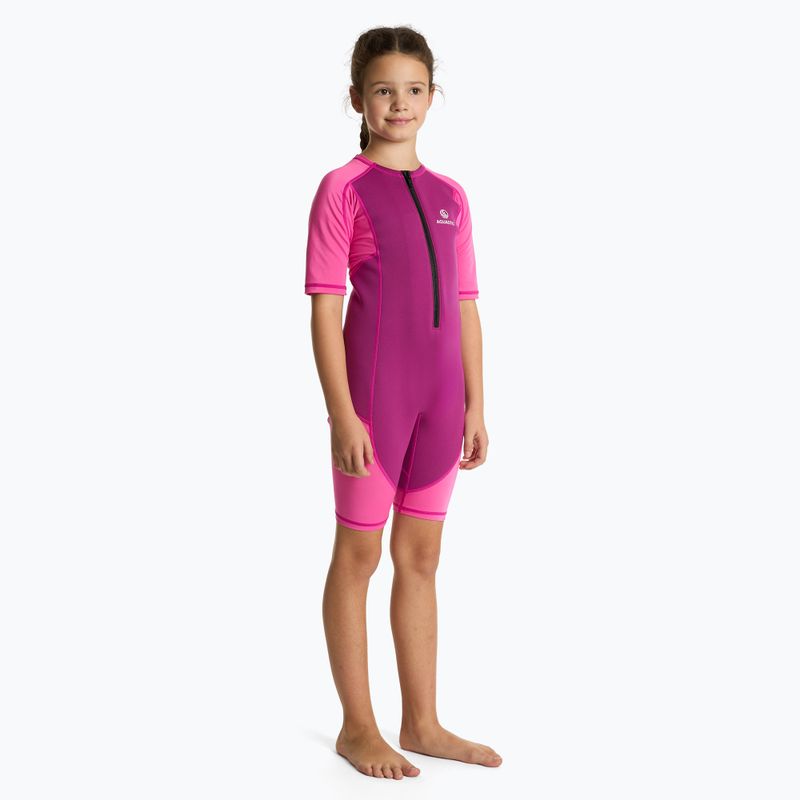Children's surfing wetsuit AQUASTIC surfingowa neoprene 1.5 mm WAVEY pink 6