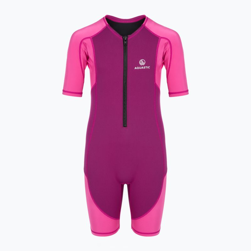 Children's surfing wetsuit AQUASTIC surfingowa neoprene 1.5 mm WAVEY pink 8