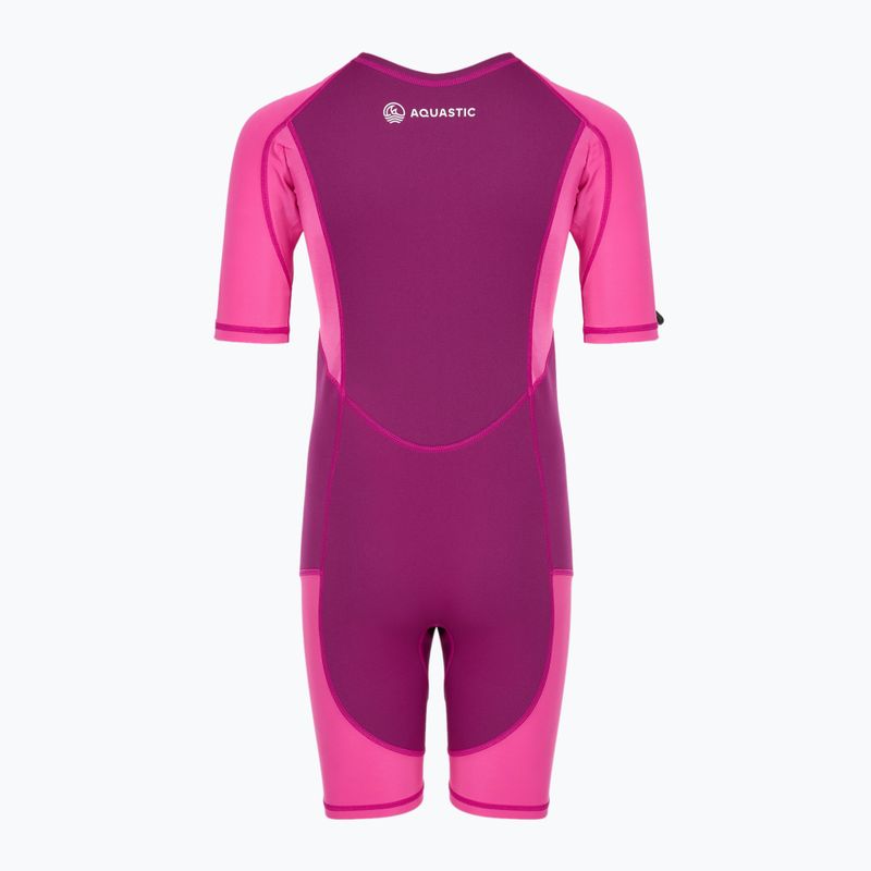 Children's surfing wetsuit AQUASTIC surfingowa neoprene 1.5 mm WAVEY pink 9