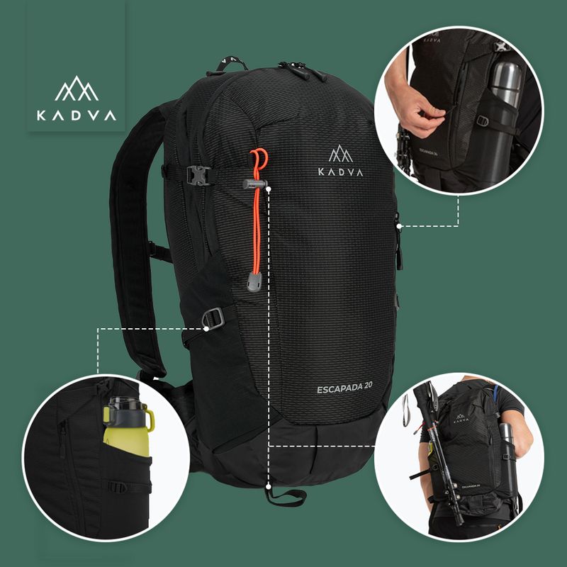 KADVA Escapada 20 l black hiking backpack 20