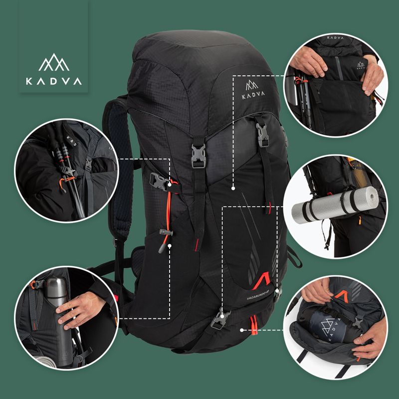 KADVA Vagabundo 40 l black trekking backpack 24