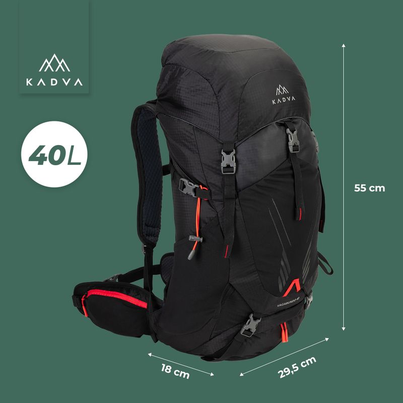 KADVA Vagabundo 40 l black trekking backpack 25