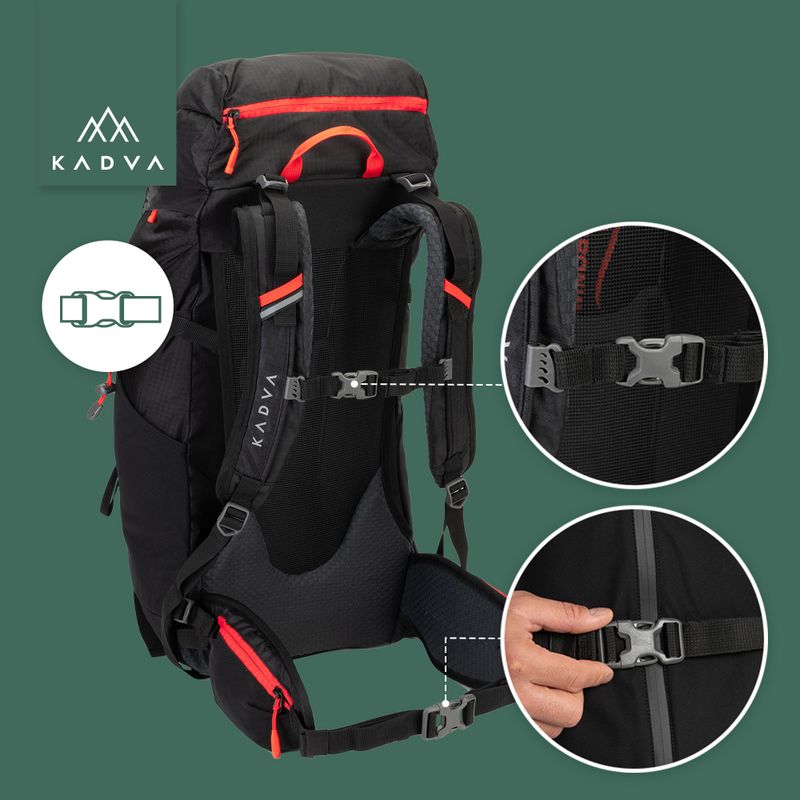 KADVA Vagabundo 40 l black trekking backpack 28