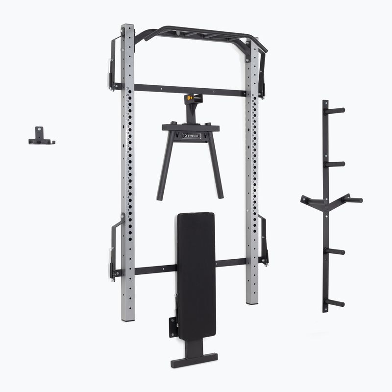 XTREXO Mercury wall cage with bench and plate rack black 4