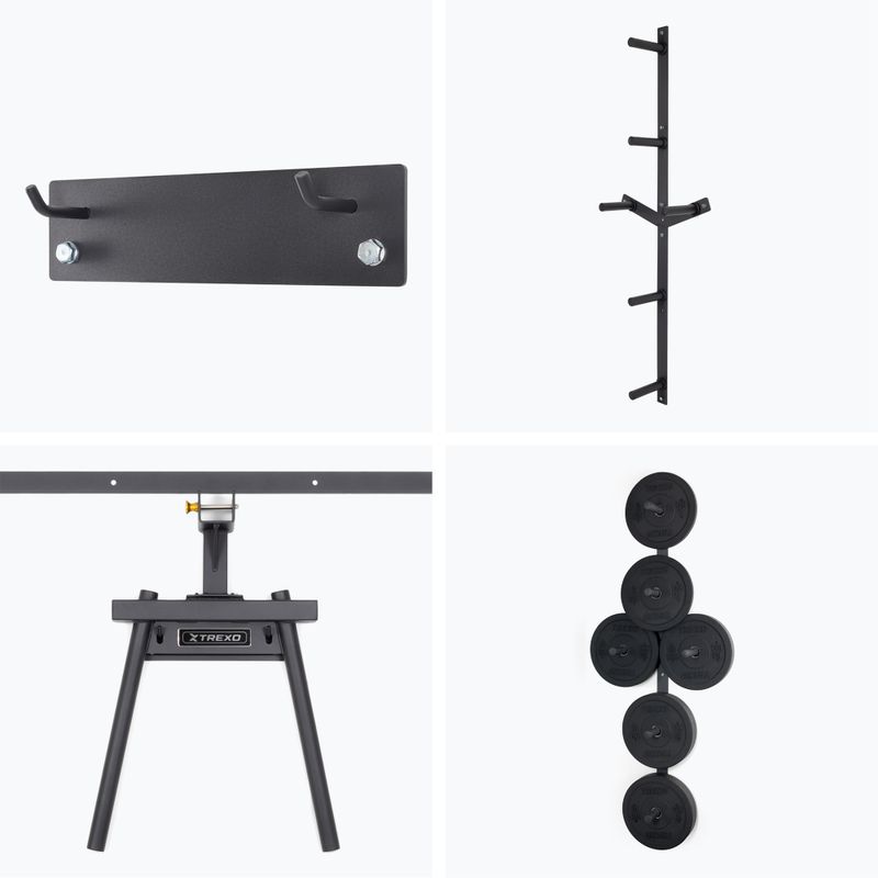 XTREXO Mercury wall cage with bench and plate rack black 9