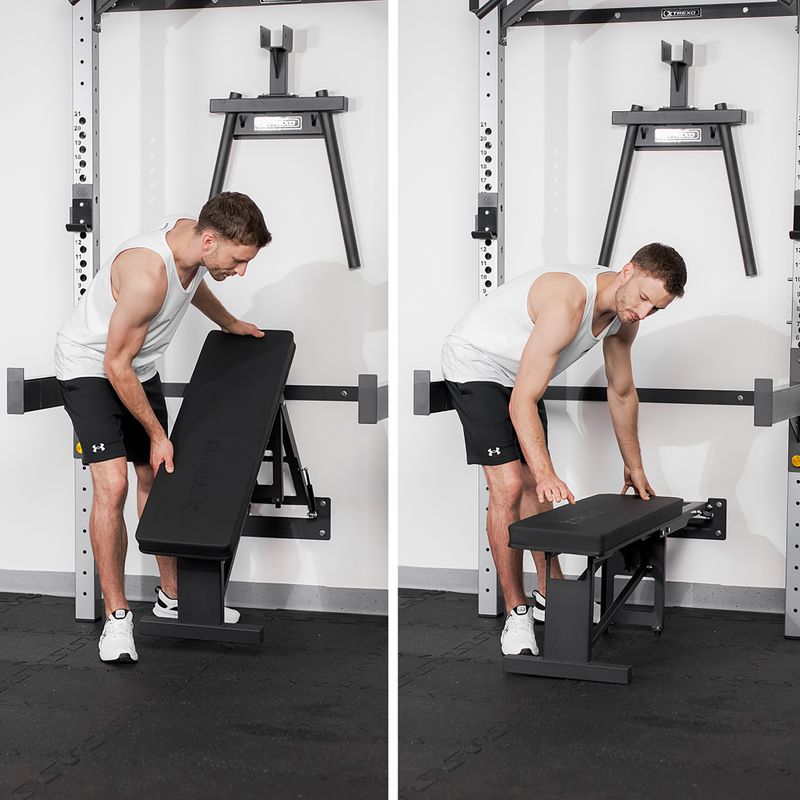 XTREXO Mercury wall cage with bench and plate rack black 13