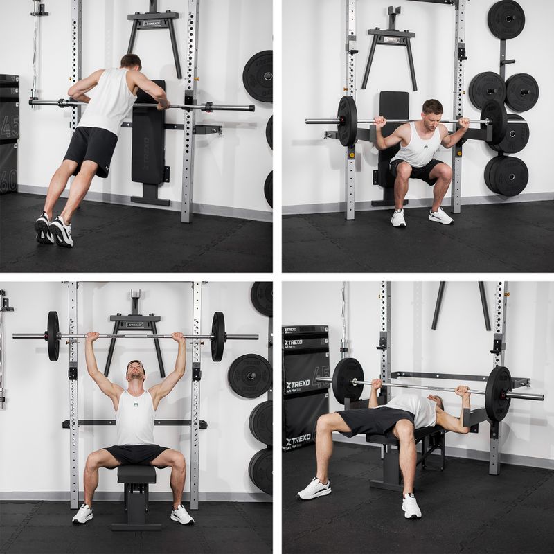 XTREXO Mercury wall cage with bench and plate rack black 15