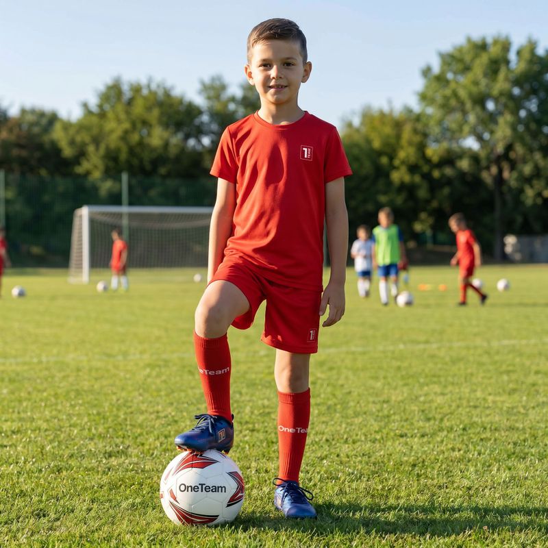 Children's football kit OneTeam Precision Set shirt and shorts red 13