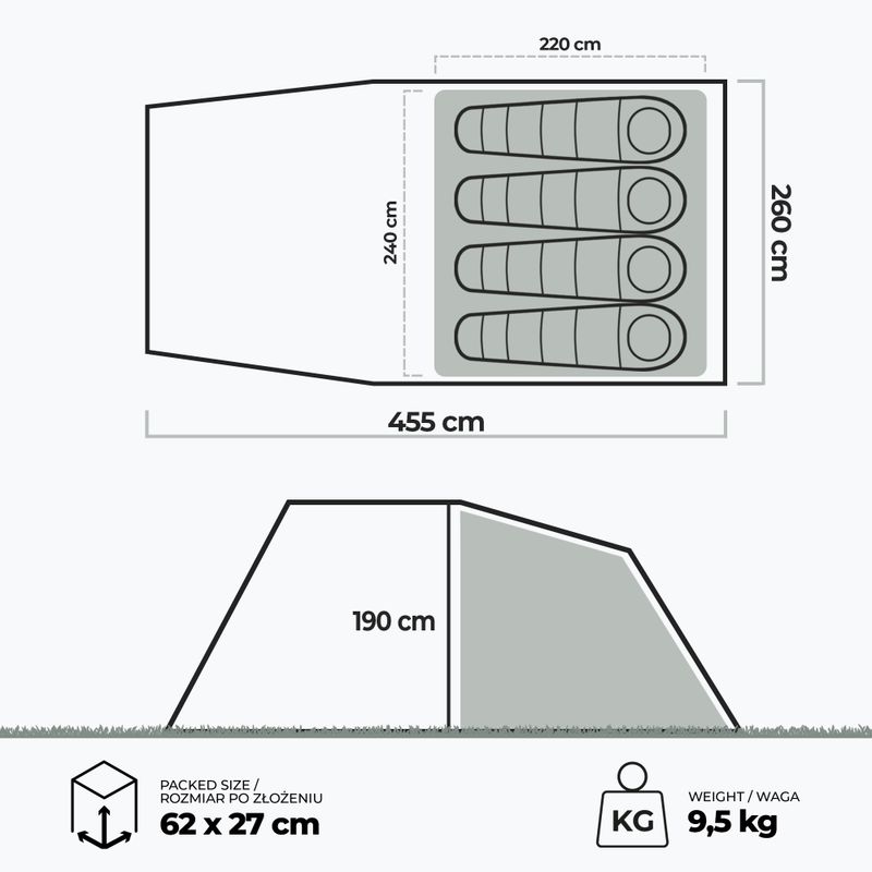 4-person camping tent KADVA Kavio 4 green 18